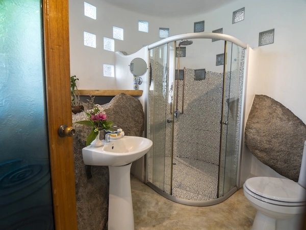 Luxury Resort Bathroom Entrance - The Bougainvillea Villa at Monkey Flower Villas Koh Tao