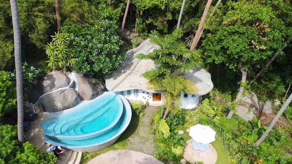 Luxury Resort Drone Shot All - The Bougainvillea Villa at Monkey Flower Villas Koh Tao