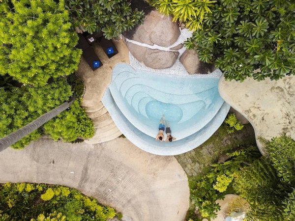 Luxury Resort Drone Shot Pool Above View - The Bougainvillea Villa at Monkey Flower Villas Koh Tao