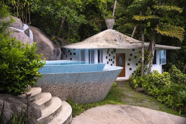 Luxury Resort Drone Shot Pool Side View - The Bougainvillea Villa at Monkey Flower Villas Koh Tao