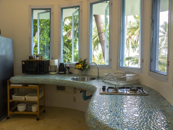 Bougainvillea villa kitchen side view