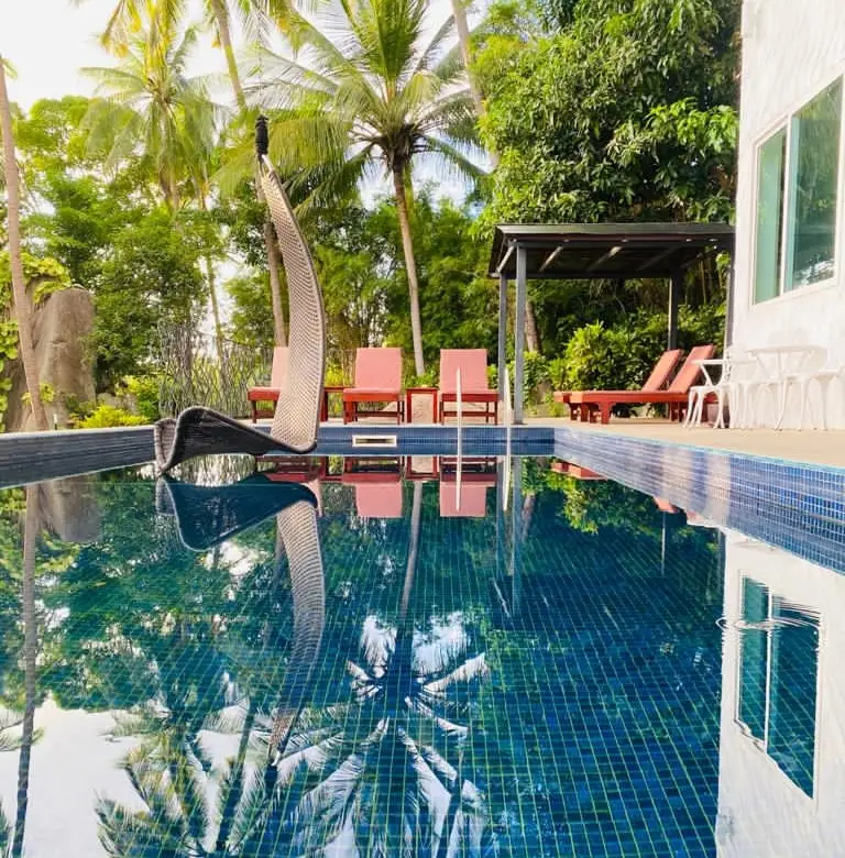 Luxury Resort Pool Closeup - The Gardenia Villa at Monkey Flower Villas Koh Tao