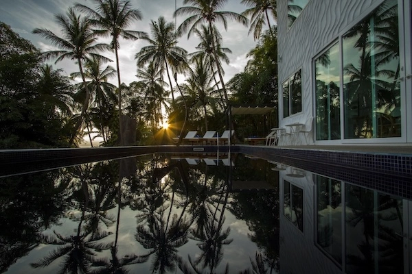 Gardenia villa pool sunset view