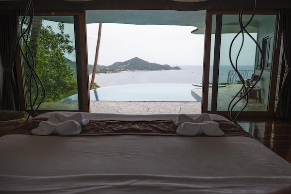 Luxury Resort Master Bedroom Beach View - The Orchid Villa at Monkey Flower Villas Koh Tao