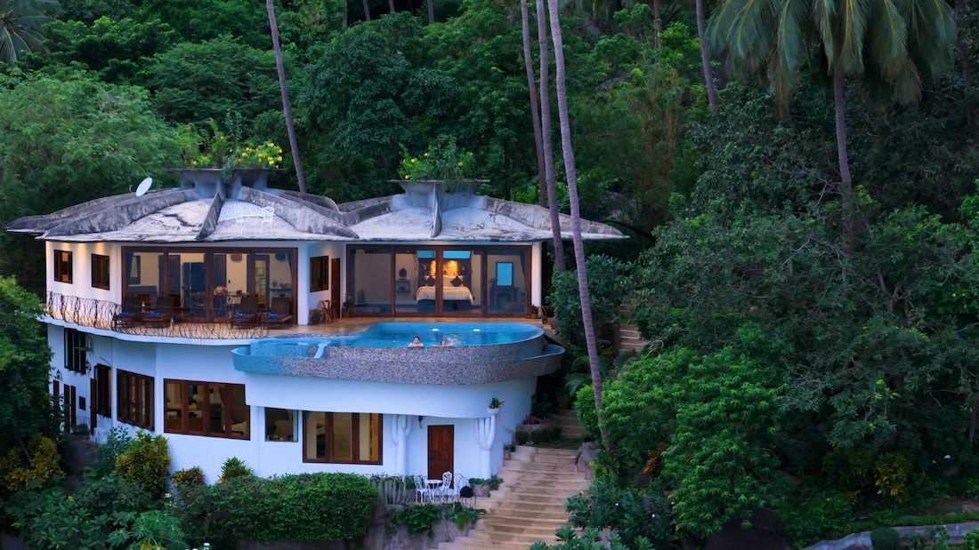 Luxury Resort Drone Shot Front View - The Orchid Villa at Monkey Flower Villas Koh Tao