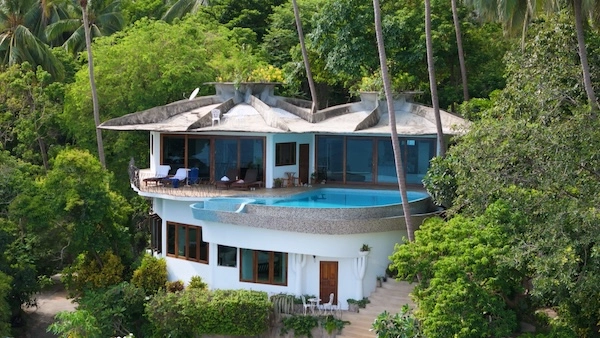 Luxury Resort Drone Shot Side View - The Orchid Villa at Monkey Flower Villas Koh Tao