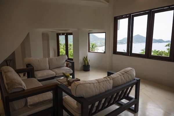 Luxury Resort Living Room 2 Back View - The Orchid Villa at Monkey Flower Villas Koh Tao