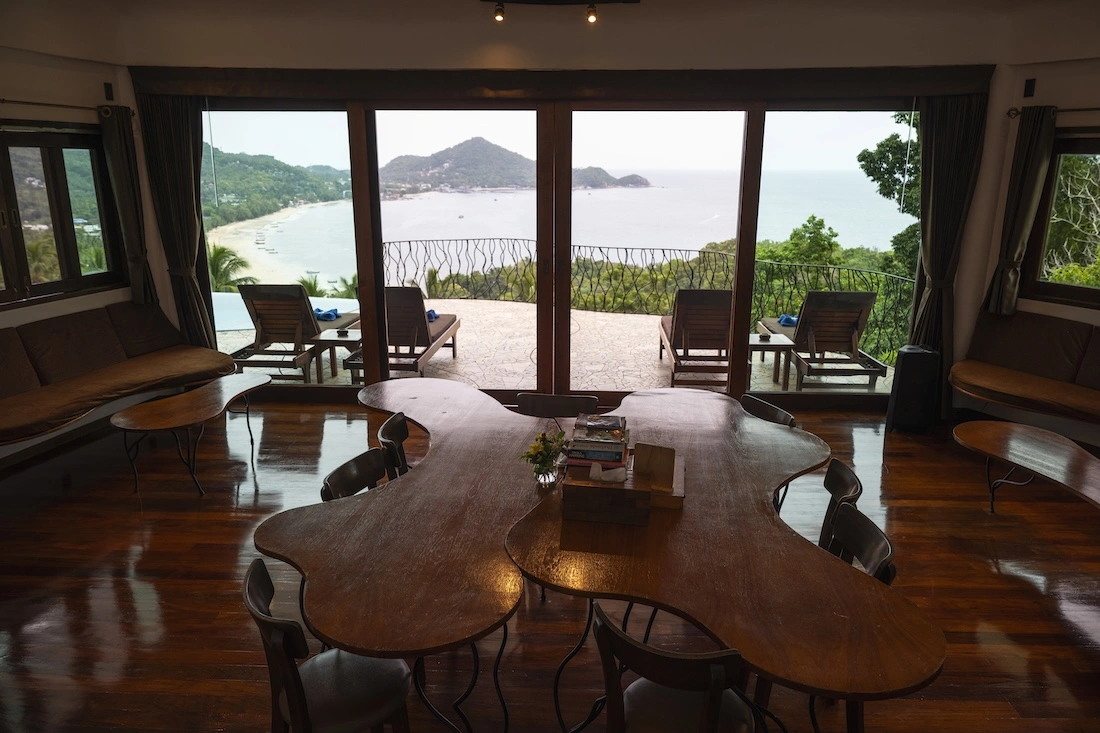 Luxury Resort Living Room With Beach View - The Orchid Villa at Monkey Flower Villas Koh Tao