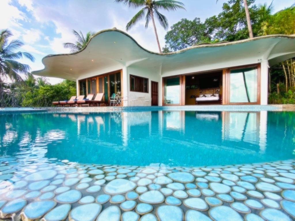 Luxury Resort Infinity Edge Pool Corner Angle - The Orchid Villa at Monkey Flower Villas Koh Tao
